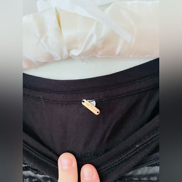 Free People Black Mesh Inset Roxie Shirt - Picture 3 of 6